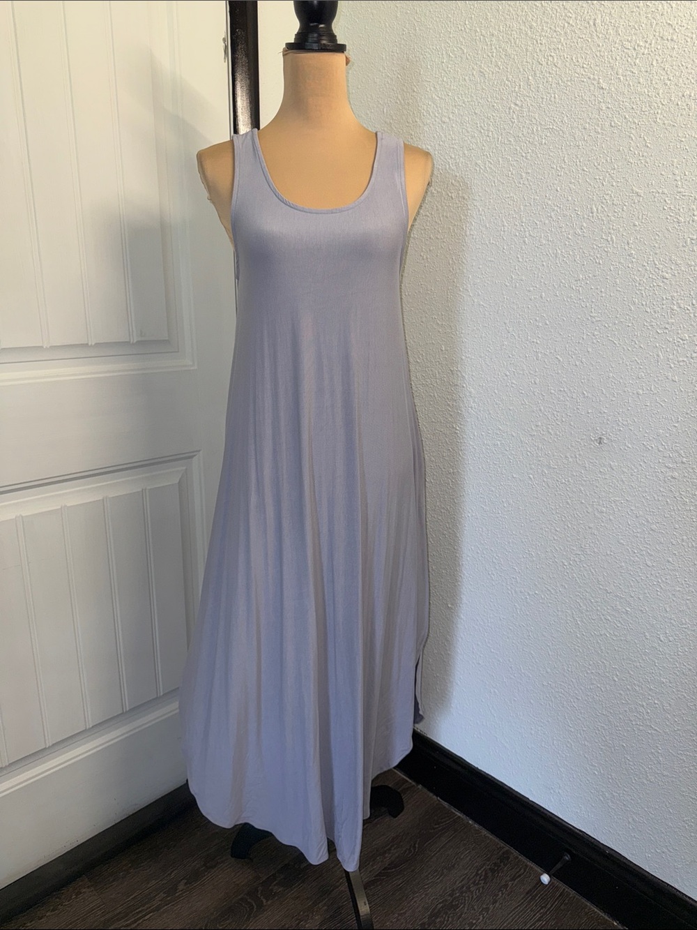 NWOT Sleeveless Light Grey/Lavender Tank Maxi Dress